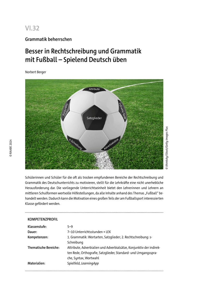 Besser in Rechtschreibung und Grammatik mit Fußball Besser in Rechtschreibung und Grammatik mit Fußball
