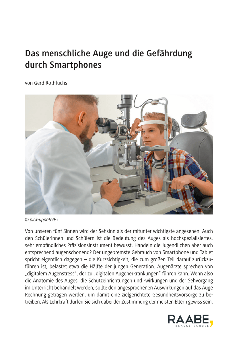 Das menschliche Auge und die Gefährdung durch Smartphones Das menschliche Auge und die Gefährdung durch Smartphones